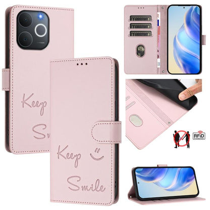 Smile Embossing RFID Leather Phone Case, For Realme 16 Pro 5G Global, For Realme C71 4G India / Note 70 4G, For Realme C85 5G / 15x 5G India, For Realme P4 Pro 5G