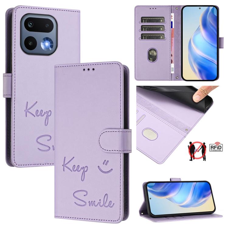 Smile Embossing RFID Leather Phone Case, For Realme 16 Pro 5G Global, For Realme C71 4G India / Note 70 4G, For Realme C85 5G / 15x 5G India, For Realme P4 Pro 5G