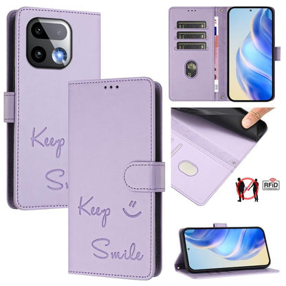 Smile Embossing RFID Leather Phone Case, For Realme Note 80 4G Global, For Realme C83 5G India, For Realme 16 5G Global, For Realme 16 Pro+ 5G Global