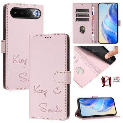 Smile Embossing RFID Leather Phone Case, For Realme Note 80 4G Global, For Realme C83 5G India, For Realme 16 5G Global, For Realme 16 Pro+ 5G Global