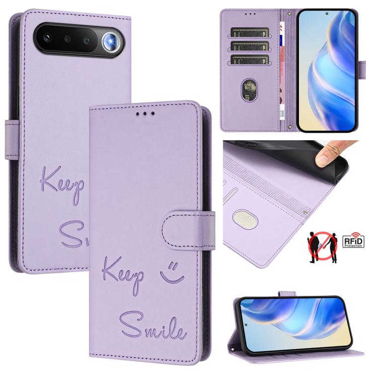 Smile Embossing RFID Leather Phone Case, For Realme Note 80 4G Global, For Realme C83 5G India, For Realme 16 5G Global, For Realme 16 Pro+ 5G Global