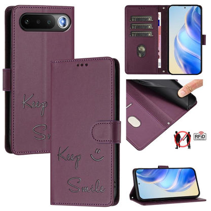 Smile Embossing RFID Leather Phone Case, For Realme Note 80 4G Global, For Realme C83 5G India, For Realme 16 5G Global, For Realme 16 Pro+ 5G Global
