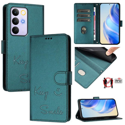Smile Embossing RFID Leather Phone Case, For Realme Note 80 4G Global, For Realme C83 5G India, For Realme 16 5G Global, For Realme 16 Pro+ 5G Global