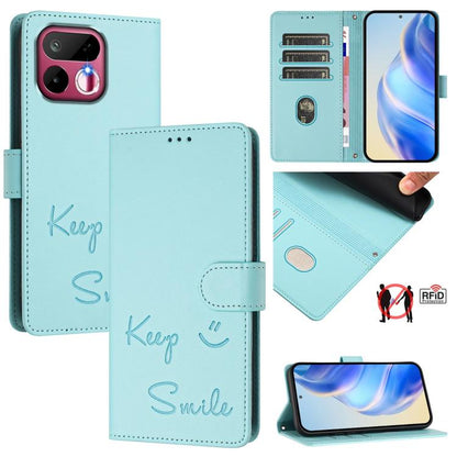 Smile Embossing RFID Leather Phone Case, For Realme P4x 5G / OnePlus Nord CE6 Lite, For Realme 16T 5G Global, For Realme C100 5G, For Realme P4 Power 5G