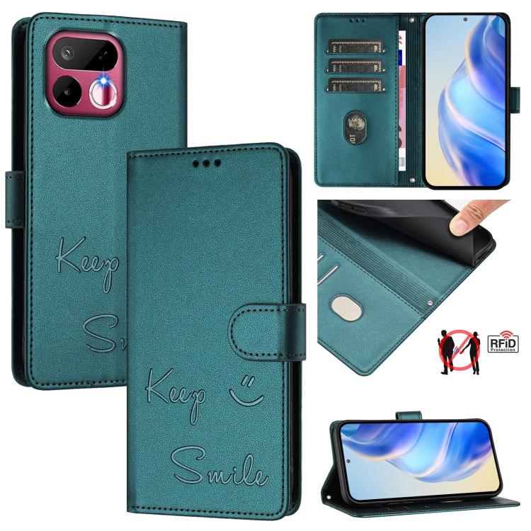 Smile Embossing RFID Leather Phone Case, For Realme P4x 5G / OnePlus Nord CE6 Lite, For Realme 16T 5G Global, For Realme C100 5G, For Realme P4 Power 5G