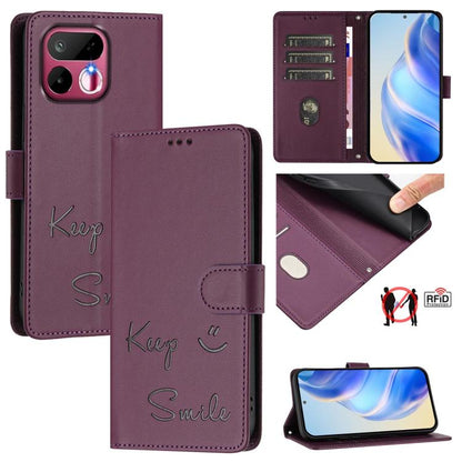Smile Embossing RFID Leather Phone Case, For Realme P4x 5G / OnePlus Nord CE6 Lite, For Realme 16T 5G Global, For Realme C100 5G, For Realme P4 Power 5G