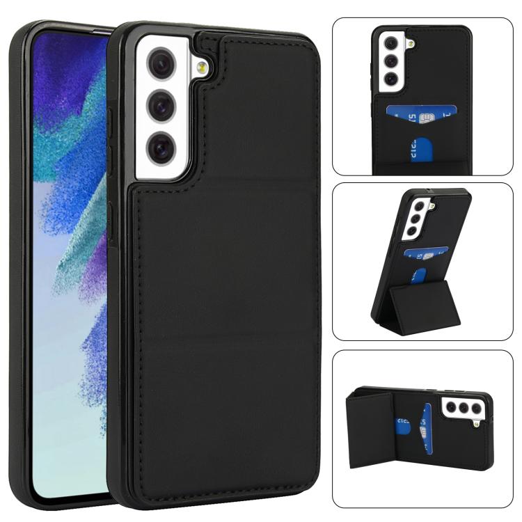 Tri-fold Holder Leather Phone Case with Card Slot, For Samsung Galaxy S22 Ultra 5G, For Samsung Galaxy S22+ 5G, For Samsung Galaxy S22 5G, For Samsung Galaxy S21 FE 5G