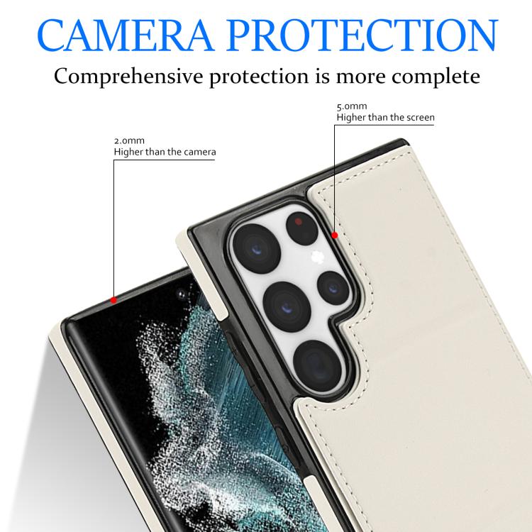 Tri-fold Holder Leather Phone Case with Card Slot, For Samsung Galaxy S22 Ultra 5G, For Samsung Galaxy S22+ 5G, For Samsung Galaxy S22 5G, For Samsung Galaxy S21 FE 5G