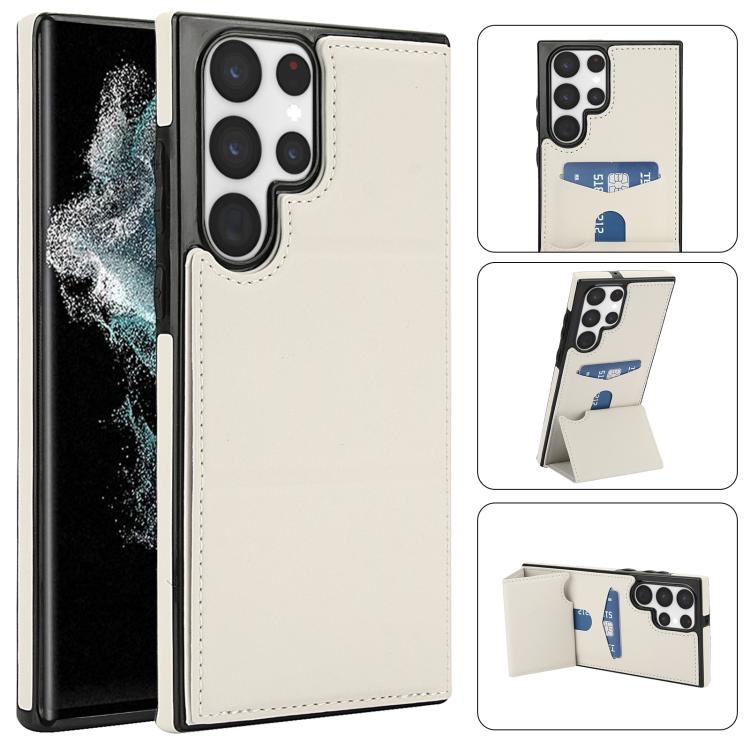 Tri-fold Holder Leather Phone Case with Card Slot, For Samsung Galaxy S22 Ultra 5G, For Samsung Galaxy S22+ 5G, For Samsung Galaxy S22 5G, For Samsung Galaxy S21 FE 5G