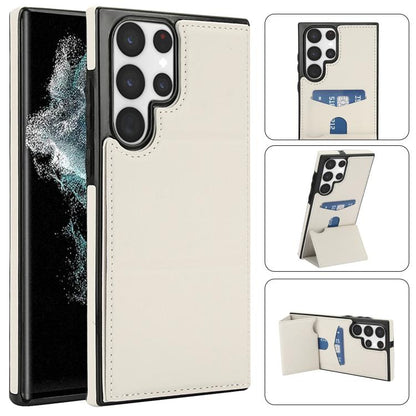 Tri-fold Holder Leather Phone Case with Card Slot, For Samsung Galaxy S22 Ultra 5G, For Samsung Galaxy S22+ 5G, For Samsung Galaxy S22 5G, For Samsung Galaxy S21 FE 5G