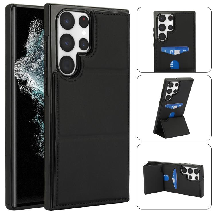 Tri-fold Holder Leather Phone Case with Card Slot, For Samsung Galaxy S22 Ultra 5G, For Samsung Galaxy S22+ 5G, For Samsung Galaxy S22 5G, For Samsung Galaxy S21 FE 5G