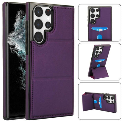 Tri-fold Holder Leather Phone Case with Card Slot, For Samsung Galaxy S22 Ultra 5G, For Samsung Galaxy S22+ 5G, For Samsung Galaxy S22 5G, For Samsung Galaxy S21 FE 5G