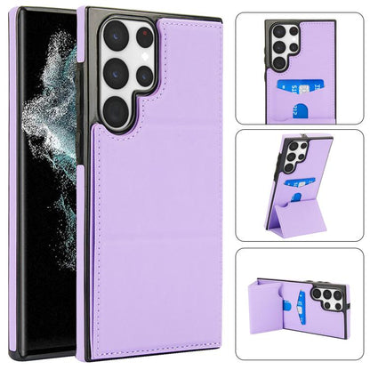 Tri-fold Holder Leather Phone Case with Card Slot, For Samsung Galaxy S22 Ultra 5G, For Samsung Galaxy S22+ 5G, For Samsung Galaxy S22 5G, For Samsung Galaxy S21 FE 5G