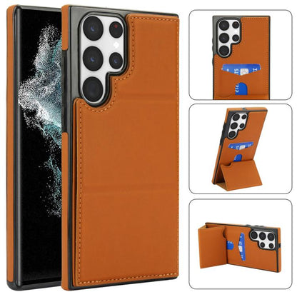 Tri-fold Holder Leather Phone Case with Card Slot, For Samsung Galaxy S22 Ultra 5G, For Samsung Galaxy S22+ 5G, For Samsung Galaxy S22 5G, For Samsung Galaxy S21 FE 5G