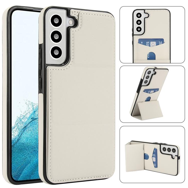 Tri-fold Holder Leather Phone Case with Card Slot, For Samsung Galaxy S22 Ultra 5G, For Samsung Galaxy S22+ 5G, For Samsung Galaxy S22 5G, For Samsung Galaxy S21 FE 5G