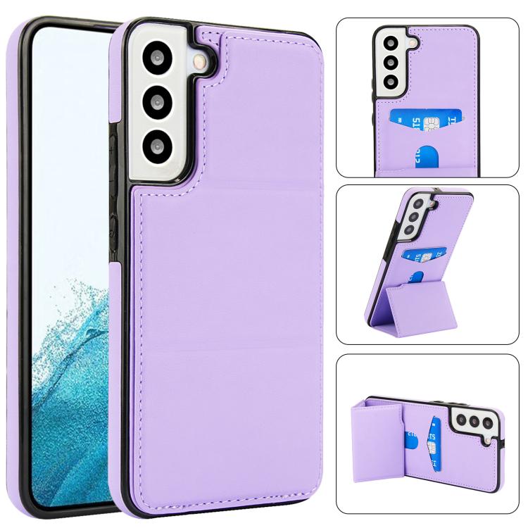 Tri-fold Holder Leather Phone Case with Card Slot, For Samsung Galaxy S22 Ultra 5G, For Samsung Galaxy S22+ 5G, For Samsung Galaxy S22 5G, For Samsung Galaxy S21 FE 5G