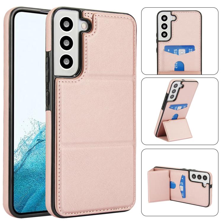 Tri-fold Holder Leather Phone Case with Card Slot, For Samsung Galaxy S22 Ultra 5G, For Samsung Galaxy S22+ 5G, For Samsung Galaxy S22 5G, For Samsung Galaxy S21 FE 5G