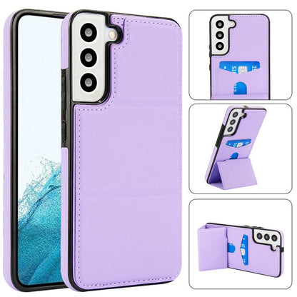 Tri-fold Holder Leather Phone Case with Card Slot, For Samsung Galaxy S22 Ultra 5G, For Samsung Galaxy S22+ 5G, For Samsung Galaxy S22 5G, For Samsung Galaxy S21 FE 5G