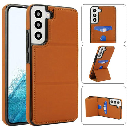 Tri-fold Holder Leather Phone Case with Card Slot, For Samsung Galaxy S22 Ultra 5G, For Samsung Galaxy S22+ 5G, For Samsung Galaxy S22 5G, For Samsung Galaxy S21 FE 5G