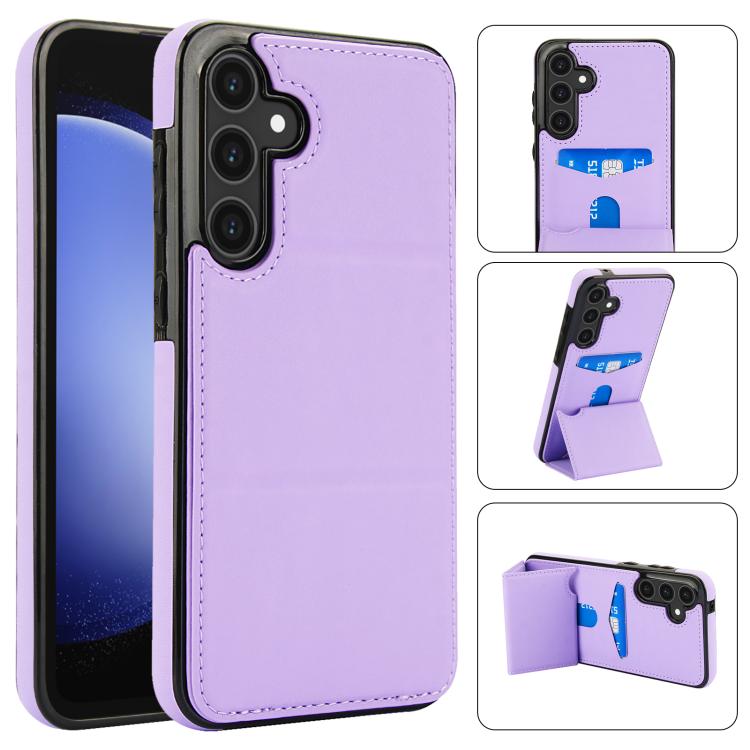 Tri-fold Holder Leather Phone Case with Card Slot, For Samsung Galaxy S24 Ultra 5G, For Samsung Galaxy S24+ 5G, For Samsung Galaxy S24 5G, For Samsung Galaxy S23 FE 5G