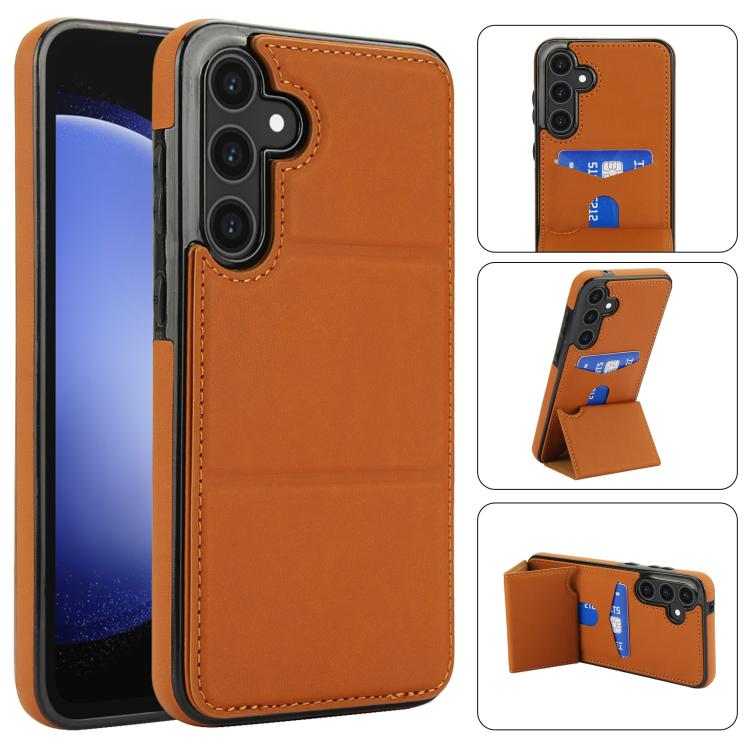 Tri-fold Holder Leather Phone Case with Card Slot, For Samsung Galaxy S24 Ultra 5G, For Samsung Galaxy S24+ 5G, For Samsung Galaxy S24 5G, For Samsung Galaxy S23 FE 5G