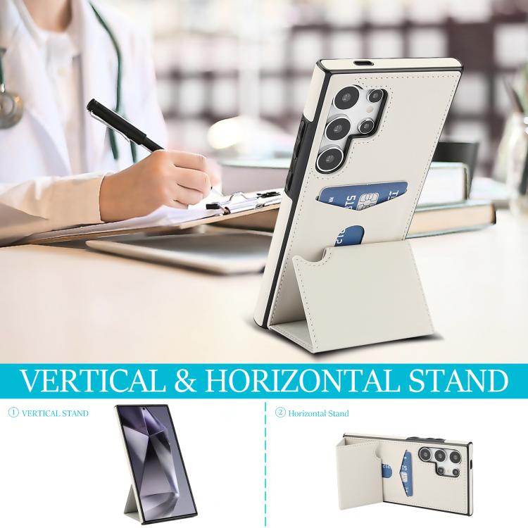 Tri-fold Holder Leather Phone Case with Card Slot, For Samsung Galaxy S24 Ultra 5G, For Samsung Galaxy S24+ 5G, For Samsung Galaxy S24 5G, For Samsung Galaxy S23 FE 5G