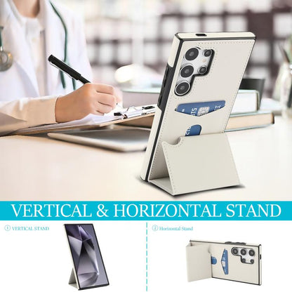 Tri-fold Holder Leather Phone Case with Card Slot, For Samsung Galaxy S24 Ultra 5G, For Samsung Galaxy S24+ 5G, For Samsung Galaxy S24 5G, For Samsung Galaxy S23 FE 5G