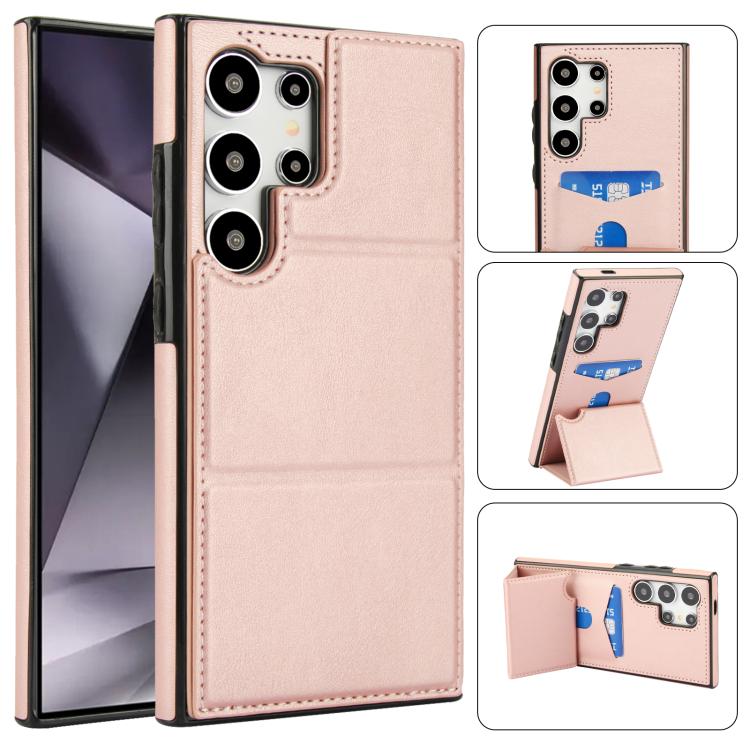Tri-fold Holder Leather Phone Case with Card Slot, For Samsung Galaxy S24 Ultra 5G, For Samsung Galaxy S24+ 5G, For Samsung Galaxy S24 5G, For Samsung Galaxy S23 FE 5G