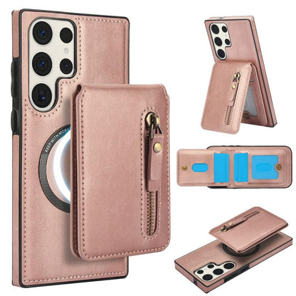 Zipper Wallet Split MagSafe Leather Back Phone Case, For Samsung Galaxy S24 5G, For Samsung Galaxy S23 FE 5G, For Samsung Galaxy S23 Ultra 5G