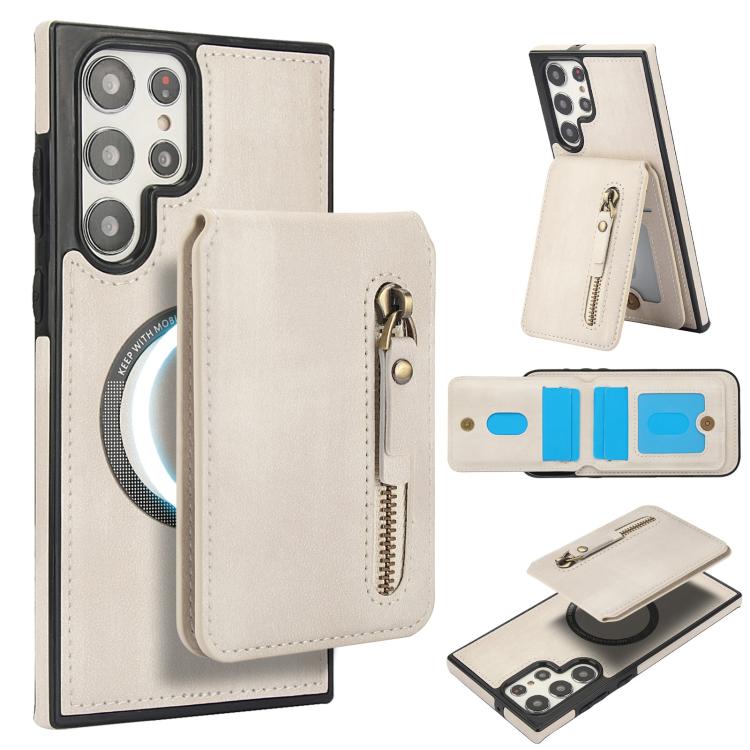 Zipper Wallet Split MagSafe Leather Back Phone Case, For Samsung Galaxy S23+ 5G, For Samsung Galaxy S23 5G, For Samsung Galaxy S22 Ultra 5G
