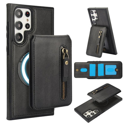 Zipper Wallet Split MagSafe Leather Back Phone Case, For Samsung Galaxy S23+ 5G, For Samsung Galaxy S23 5G, For Samsung Galaxy S22 Ultra 5G