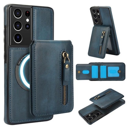 Zipper Wallet Split MagSafe Leather Back Phone Case, For Samsung Galaxy S21 5G, For Samsung Galaxy S21+ 5G, For Samsung Galaxy S21 Ultra 5G
