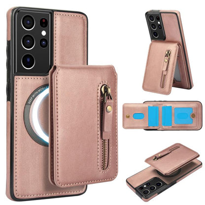 Zipper Wallet Split MagSafe Leather Back Phone Case, For Samsung Galaxy S21 5G, For Samsung Galaxy S21+ 5G, For Samsung Galaxy S21 Ultra 5G