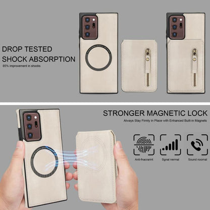Zipper Wallet Split MagSafe Leather Back Phone Case, For Samsung Galaxy Note20 Ultra, For Samsung Galaxy Note20