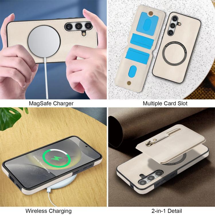 Zipper Wallet Split MagSafe Leather Back Phone Case, For Samsung Galaxy S24 5G, For Samsung Galaxy S23 FE 5G, For Samsung Galaxy S23 Ultra 5G