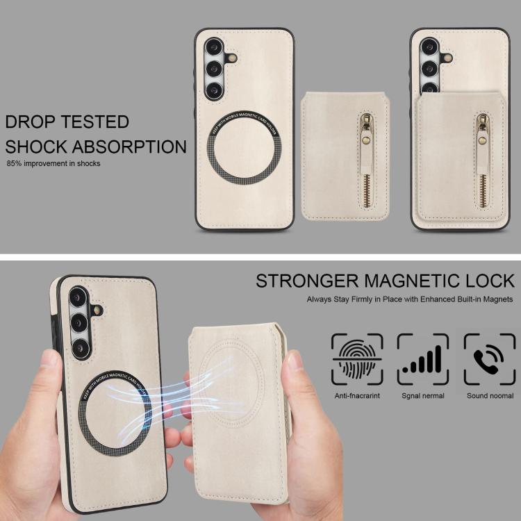 Zipper Wallet Split MagSafe Leather Back Phone Case, For Samsung Galaxy S24 5G, For Samsung Galaxy S23 FE 5G, For Samsung Galaxy S23 Ultra 5G