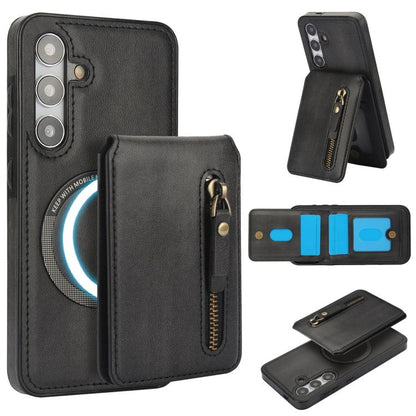 Zipper Wallet Split MagSafe Leather Back Phone Case, For Samsung Galaxy S24 5G, For Samsung Galaxy S23 FE 5G, For Samsung Galaxy S23 Ultra 5G
