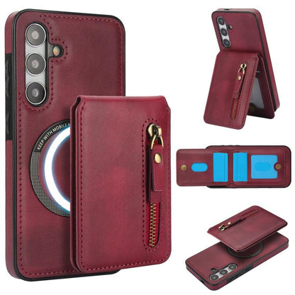 Zipper Wallet Split MagSafe Leather Back Phone Case, For Samsung Galaxy S24 5G, For Samsung Galaxy S23 FE 5G, For Samsung Galaxy S23 Ultra 5G