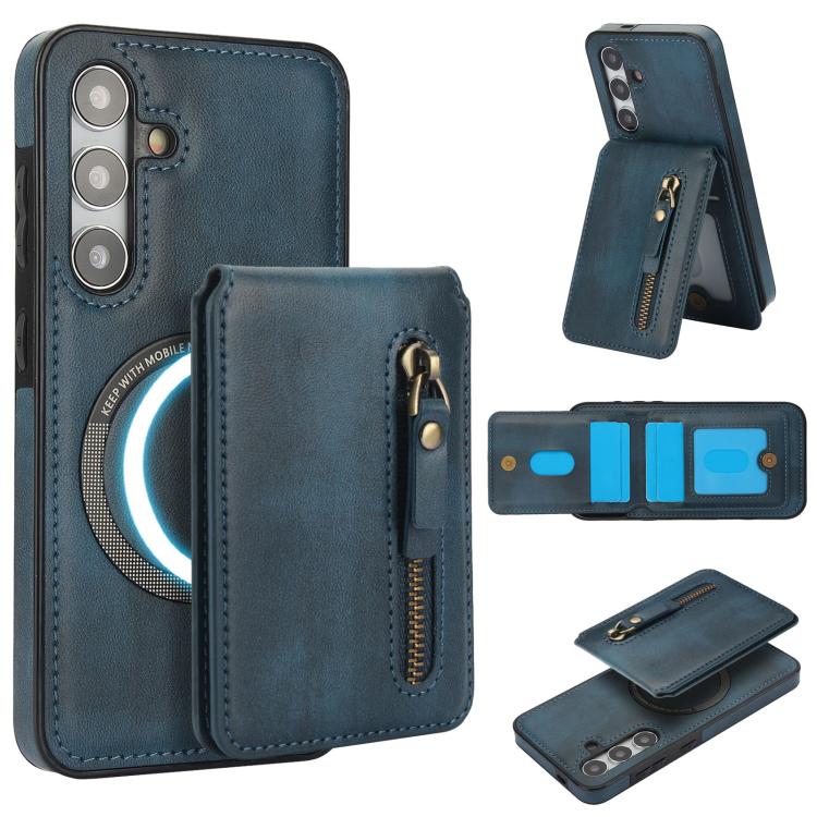 Zipper Wallet Split MagSafe Leather Back Phone Case, For Samsung Galaxy S24 5G, For Samsung Galaxy S23 FE 5G, For Samsung Galaxy S23 Ultra 5G