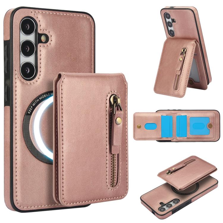 Zipper Wallet Split MagSafe Leather Back Phone Case, For Samsung Galaxy S24 5G, For Samsung Galaxy S23 FE 5G, For Samsung Galaxy S23 Ultra 5G