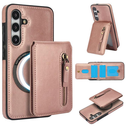 Zipper Wallet Split MagSafe Leather Back Phone Case, For Samsung Galaxy S24 5G, For Samsung Galaxy S23 FE 5G, For Samsung Galaxy S23 Ultra 5G