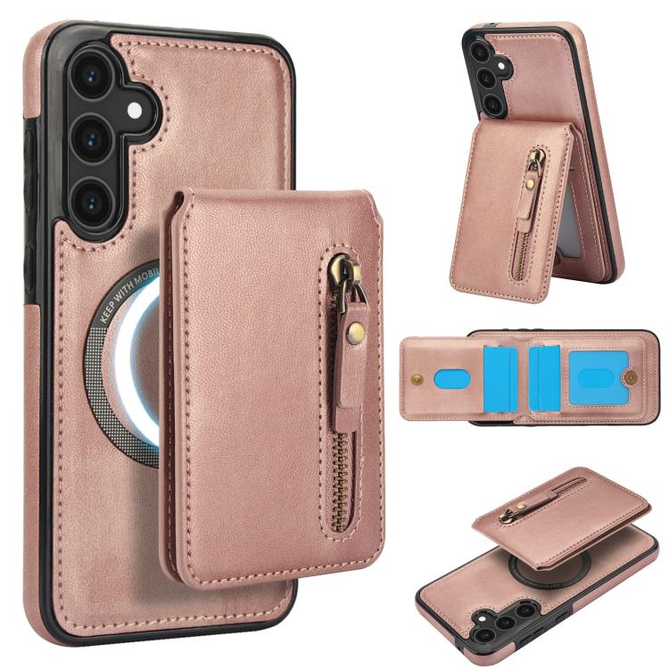 Zipper Wallet Split MagSafe Leather Back Phone Case, For Samsung Galaxy S24 5G, For Samsung Galaxy S23 FE 5G, For Samsung Galaxy S23 Ultra 5G