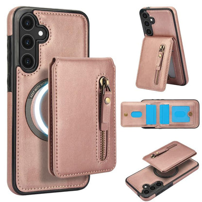 Zipper Wallet Split MagSafe Leather Back Phone Case, For Samsung Galaxy S24 5G, For Samsung Galaxy S23 FE 5G, For Samsung Galaxy S23 Ultra 5G