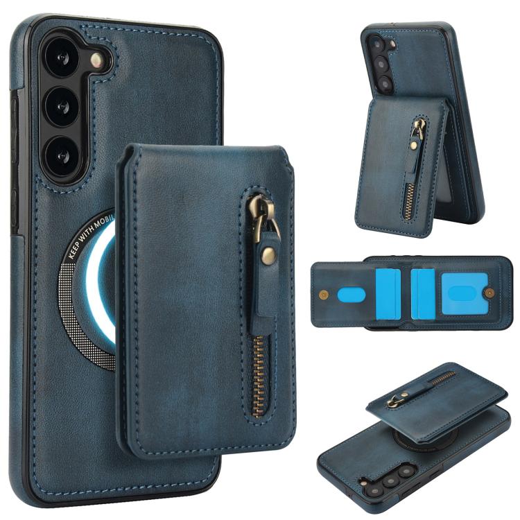 Zipper Wallet Split MagSafe Leather Back Phone Case, For Samsung Galaxy S23+ 5G, For Samsung Galaxy S23 5G, For Samsung Galaxy S22 Ultra 5G