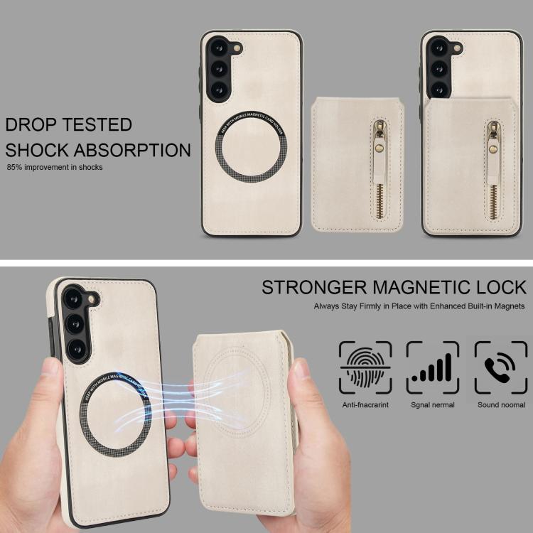 Zipper Wallet Split MagSafe Leather Back Phone Case, For Samsung Galaxy S23+ 5G, For Samsung Galaxy S23 5G, For Samsung Galaxy S22 Ultra 5G
