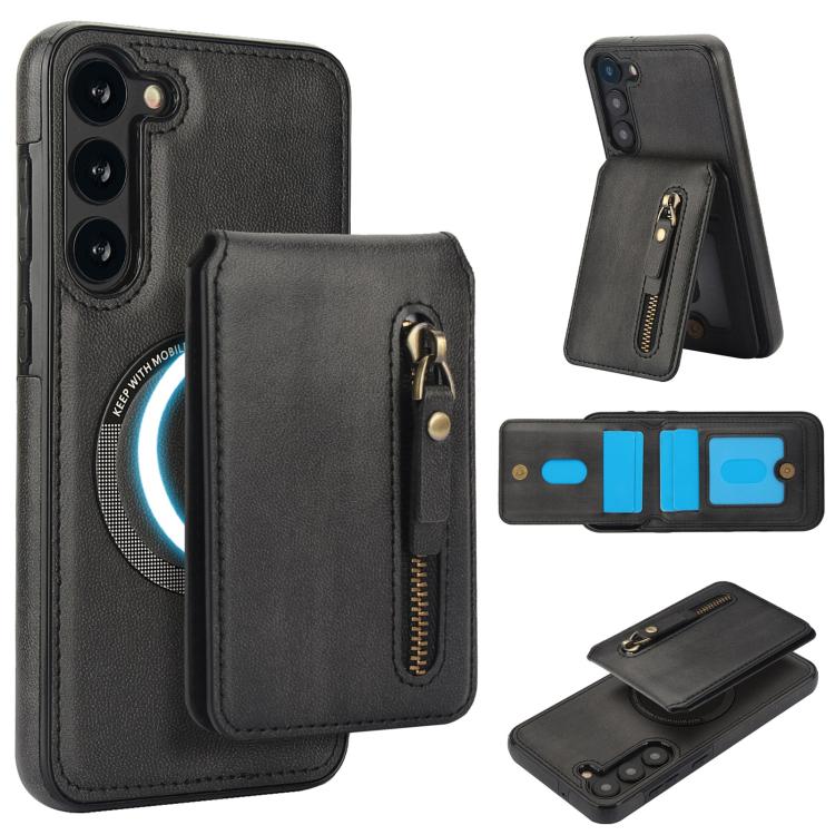 Zipper Wallet Split MagSafe Leather Back Phone Case, For Samsung Galaxy S23+ 5G, For Samsung Galaxy S23 5G, For Samsung Galaxy S22 Ultra 5G