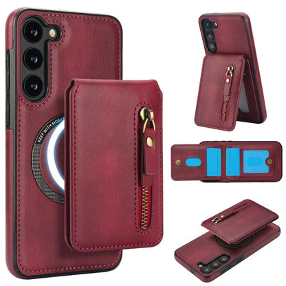Zipper Wallet Split MagSafe Leather Back Phone Case, For Samsung Galaxy S23+ 5G, For Samsung Galaxy S23 5G, For Samsung Galaxy S22 Ultra 5G