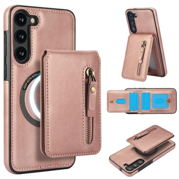 Zipper Wallet Split MagSafe Leather Back Phone Case, For Samsung Galaxy S23+ 5G, For Samsung Galaxy S23 5G, For Samsung Galaxy S22 Ultra 5G