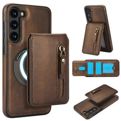 Zipper Wallet Split MagSafe Leather Back Phone Case, For Samsung Galaxy S23+ 5G, For Samsung Galaxy S23 5G, For Samsung Galaxy S22 Ultra 5G