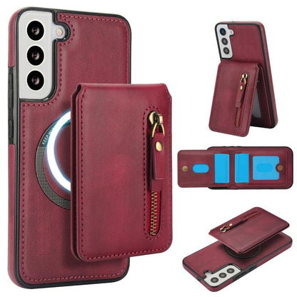 Zipper Wallet Split MagSafe Leather Back Phone Case, For Samsung Galaxy S22+ 5G, For Samsung Galaxy S22 5G, For Samsung Galaxy S21 FE 5G